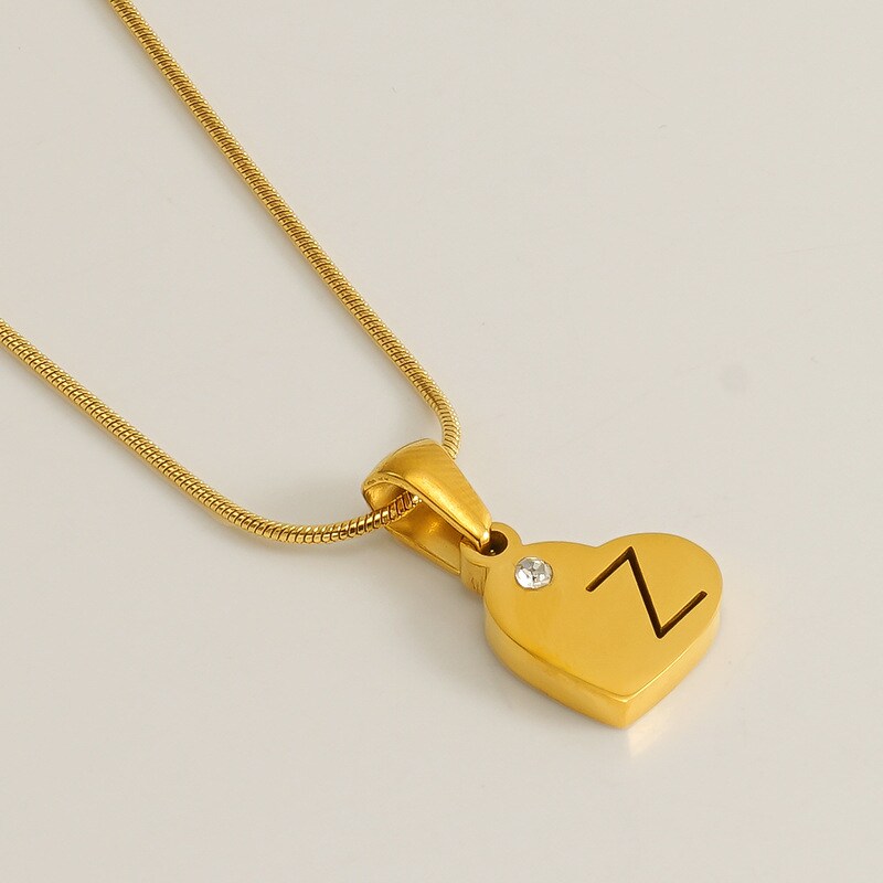 Gold color / 1 Piece Simple Series Simple Letter Z Stainless Steel 18K Gold Plated Rhinestone Unisex Pendant Necklaces Picture26